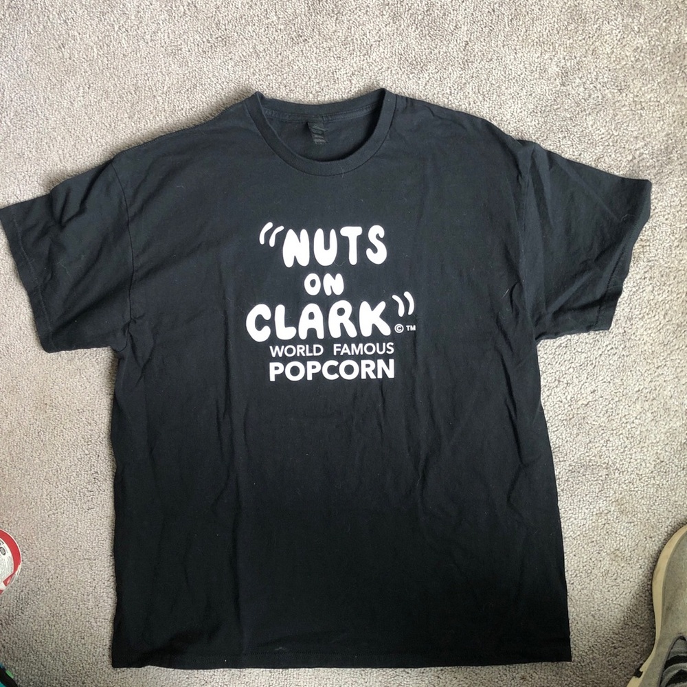 Nuts on Clark World Famous Popcorn T-Shirt Black Men XL